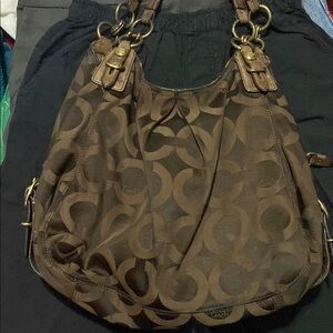 Coach Dark Brown Signature Shoulder Bag